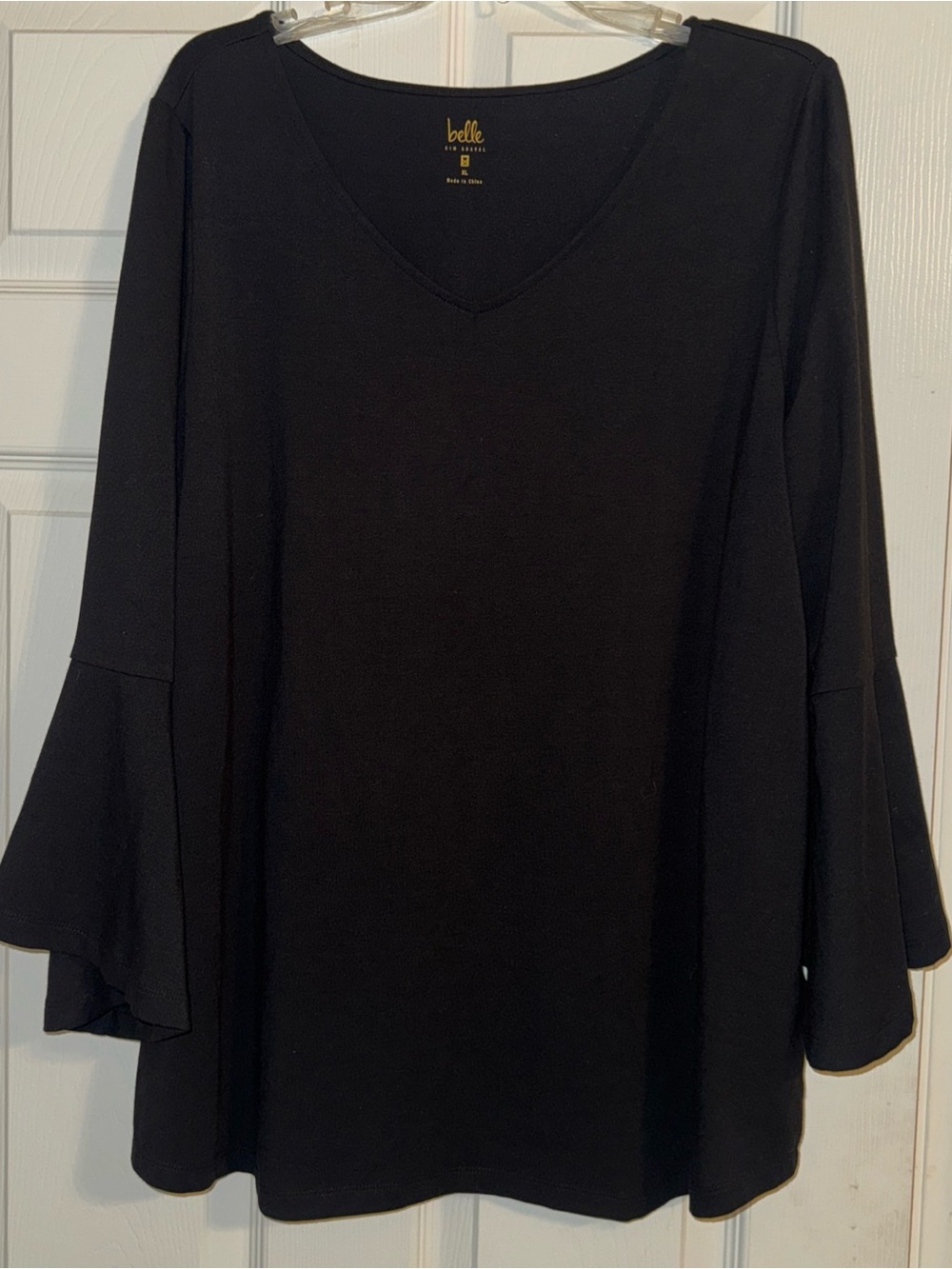 Belle by Kim Gravel Black V-Neck Bell Sleeve Tunic Top